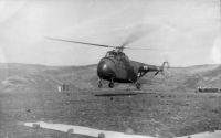 Tchad, hélicoptère S-55 de l'armée française en opération, fin des années 60