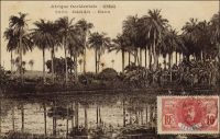 Dakar, Hann. – « Mon repas terminé, le brave Gueyrard m’apprit qu’à six milles de là, dans l’oasis de Khann, les disciplinaires, comme on les appelle ici, avaient créé un autre jardin beaucoup plus beau et plus important que celui que je venais de voir, et au lieu de m’abandonner aux douceurs de la sieste, je résolus de m’y rendre sous la conduite d’un noir ; à tout hasard, je pris mon petit fusil de chasse pour commencer la collection d’oiseaux que je m’étais bien promis de faire au départ. Un peu avant d’arriver au parc, je rencontrai un bouque de ces magnifiques palmiers connus sous le nom d’élaïs, dont la plupart atteignent des hauteurs de quatre-vingts à cent pieds. Le tronc de cet arbre est de couleur noirâtre et marqué de cicatrices annulaires, résultat de la chute annuelle de chaque faisceau de feuilles ; il conserve presqu’un pied de diamètre dans toute sa longueur, et sa cime est couronnée de feuilles divisées très-irrégulièrement comme celles de tous les palmiers. Les fruits, qui viennent en tous temps, de façon que l’arbre est toujours couvert de fleurs et de fruits, sont supportés sur un régime long d’environ un pied et demi, gros et très-serré, ils ressemblent à une prune mirabelle. On m’en donna à goûter et je les trouvai exquis. Je n’ai vu cet arbre nulle part dans l’Inde, ni dans l’Extrême Orient. » Source : Jacolliot, Louis, Voyage aux rives du Niger, Paris, C. Marpon et E. Flammarion, 1879.